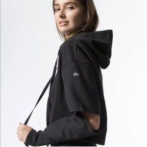 ALO Yoga dark grey cut out sleeve hoodie